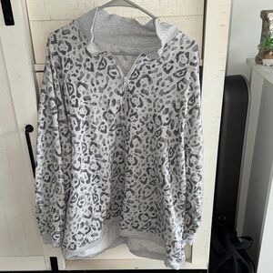 Aerie Gray Leopard Print Hoodie
